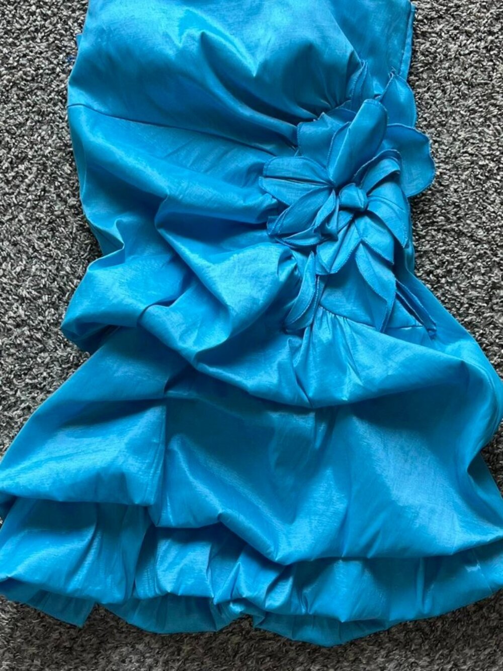 Vintage Y2K Masquerade Blue 13/14 Prom Dress Ruffled Tiered Mini Flower Party